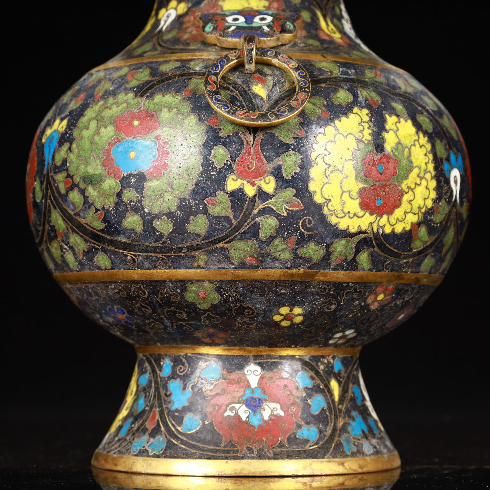 An Exquisite Cloisonne Flower Pattern Double-Ears Vase - 6