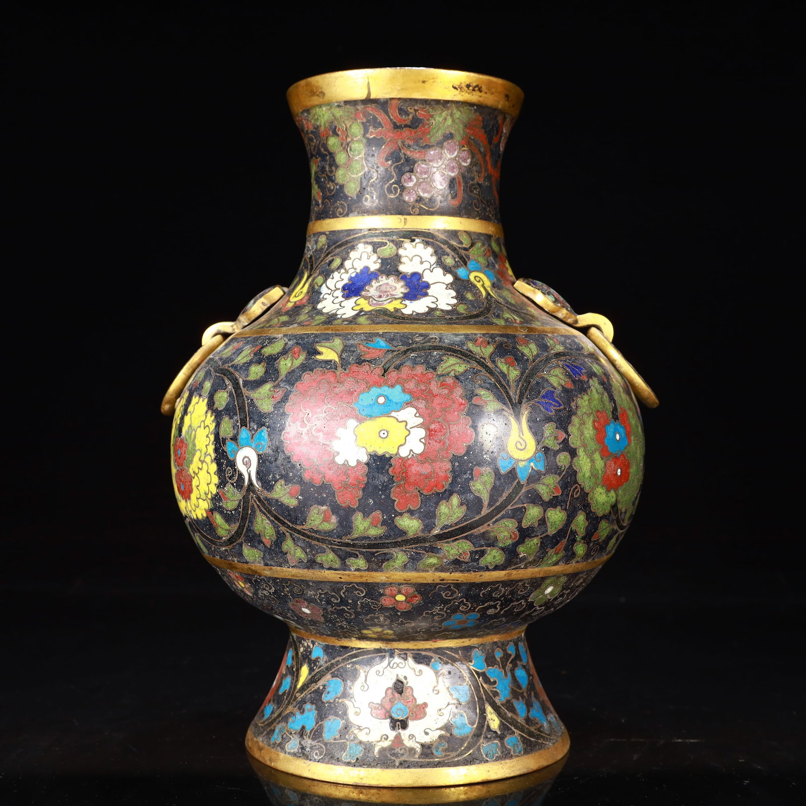 An Exquisite Cloisonne Flower Pattern Double-Ears Vase - 7