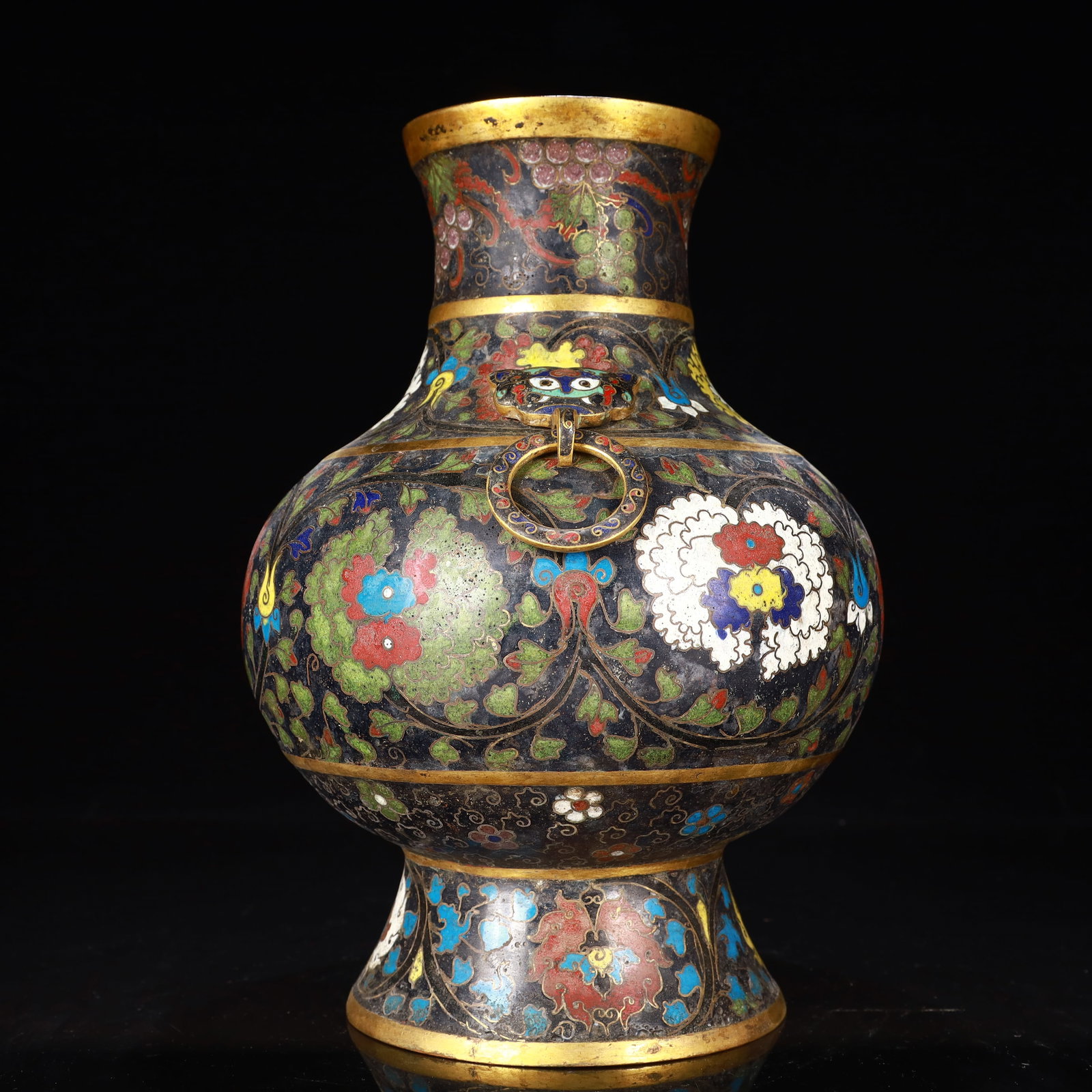 An Exquisite Cloisonne Flower Pattern Double-Ears Vase - 8