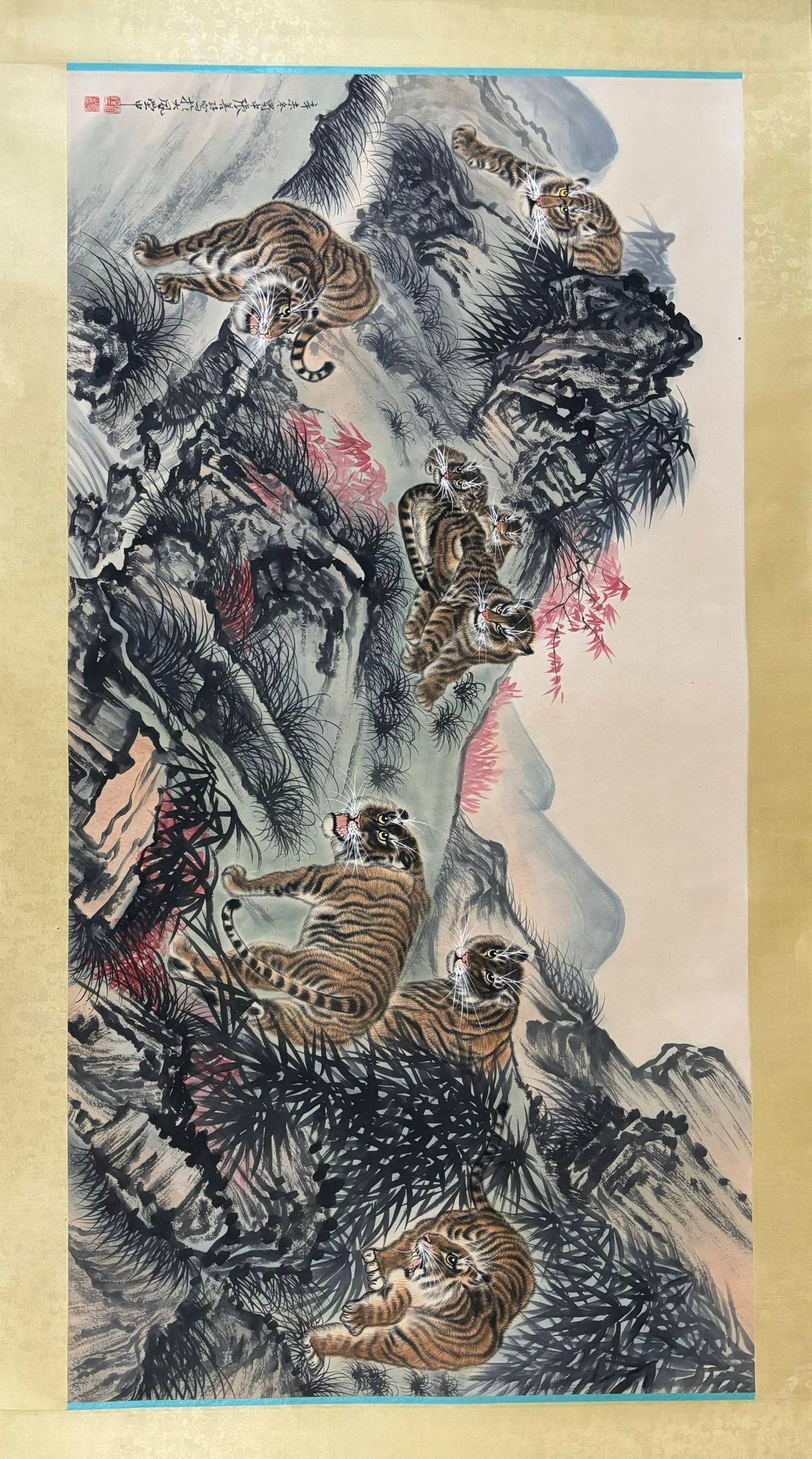 A Chinese Ink Painting of Tiger on Paper,Zhang Shanzi - 2