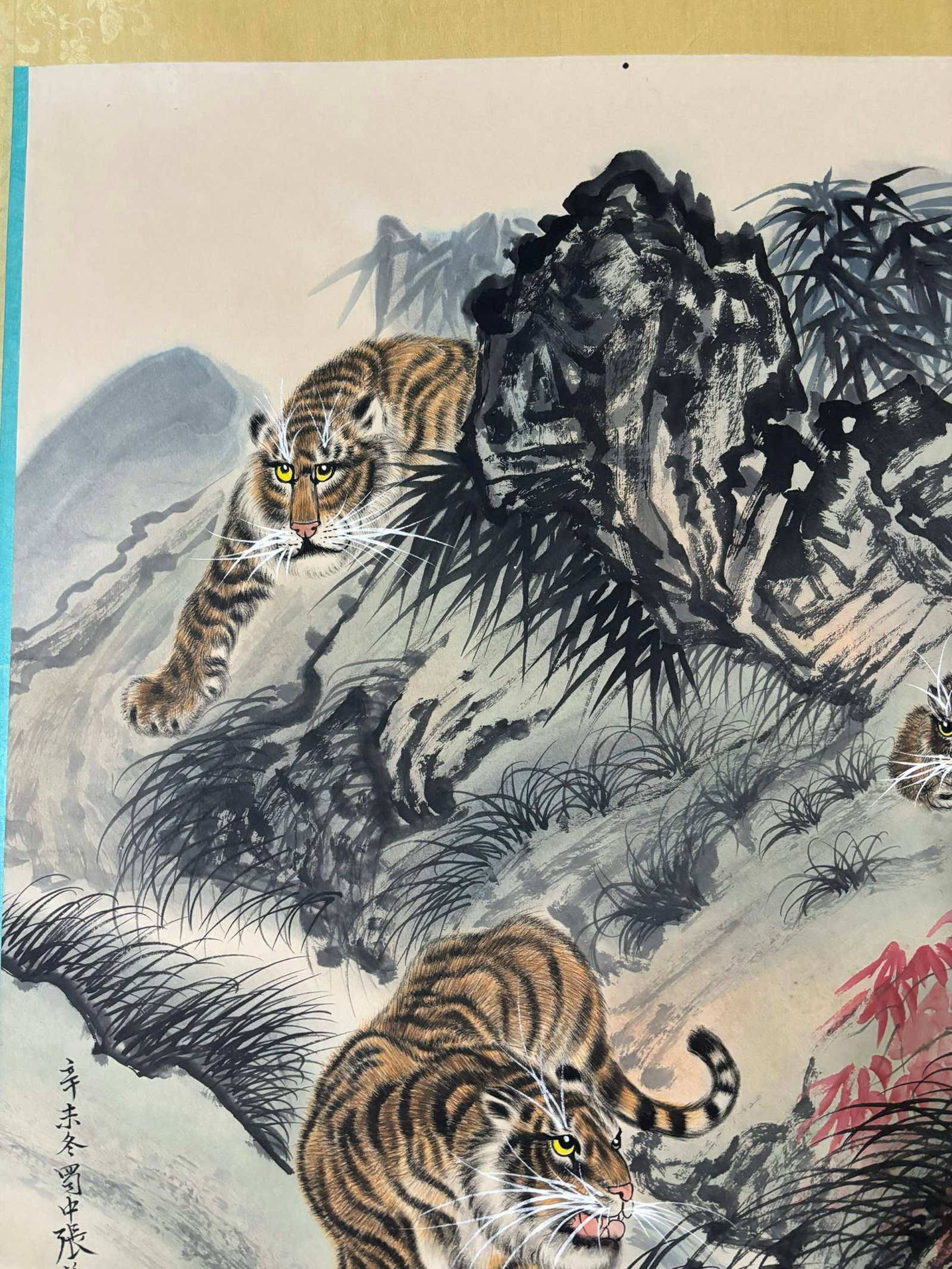 A Chinese Ink Painting of Tiger on Paper,Zhang Shanzi - 5
