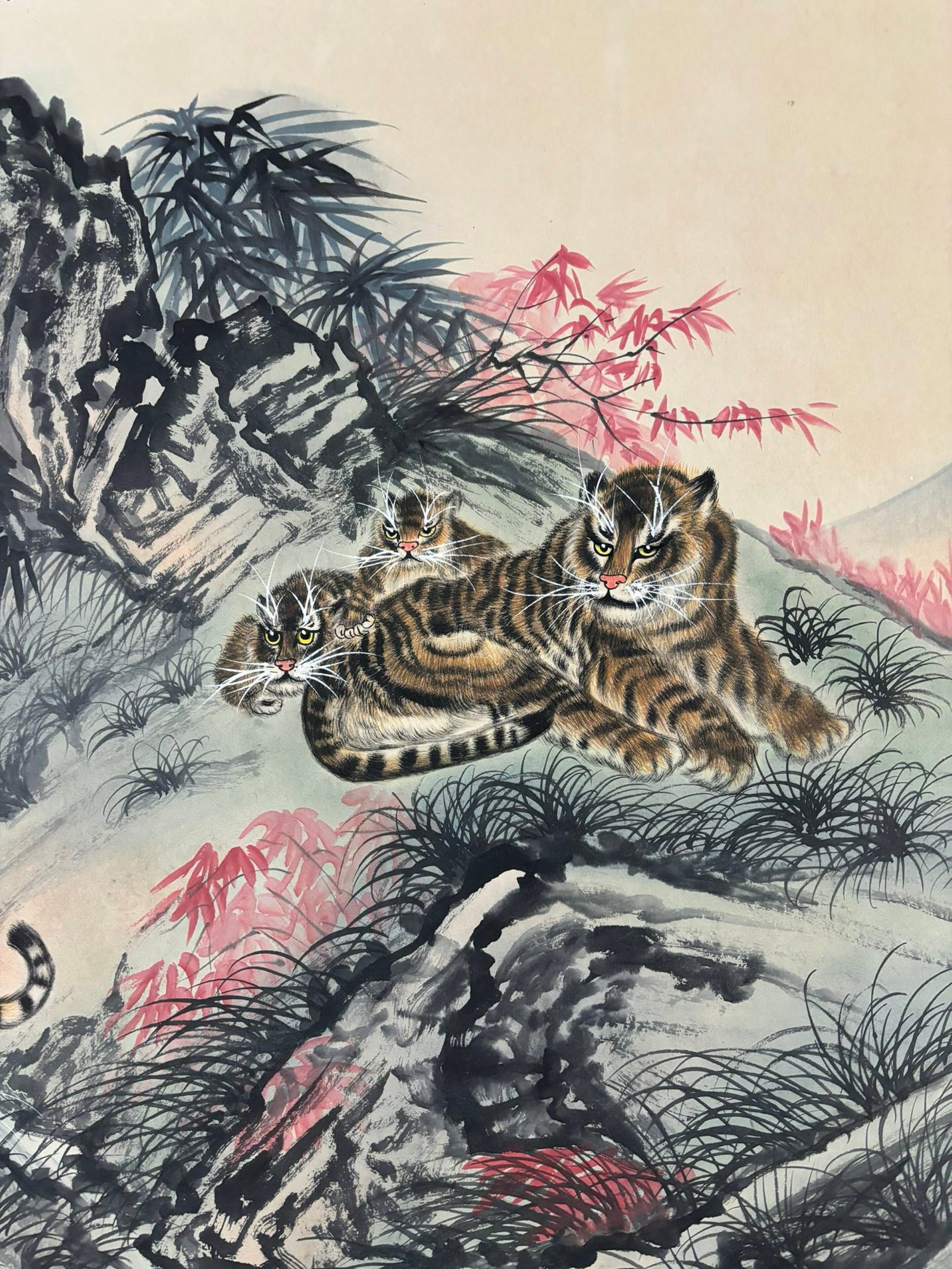 A Chinese Ink Painting of Tiger on Paper,Zhang Shanzi - 6