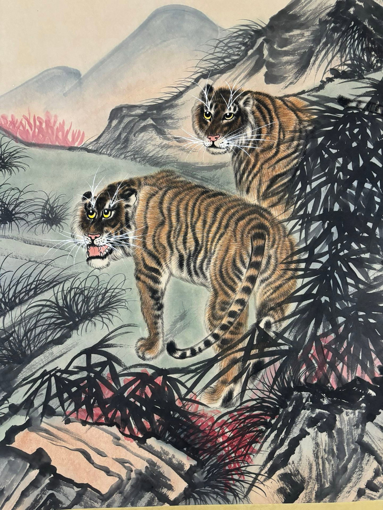 A Chinese Ink Painting of Tiger on Paper,Zhang Shanzi - 8