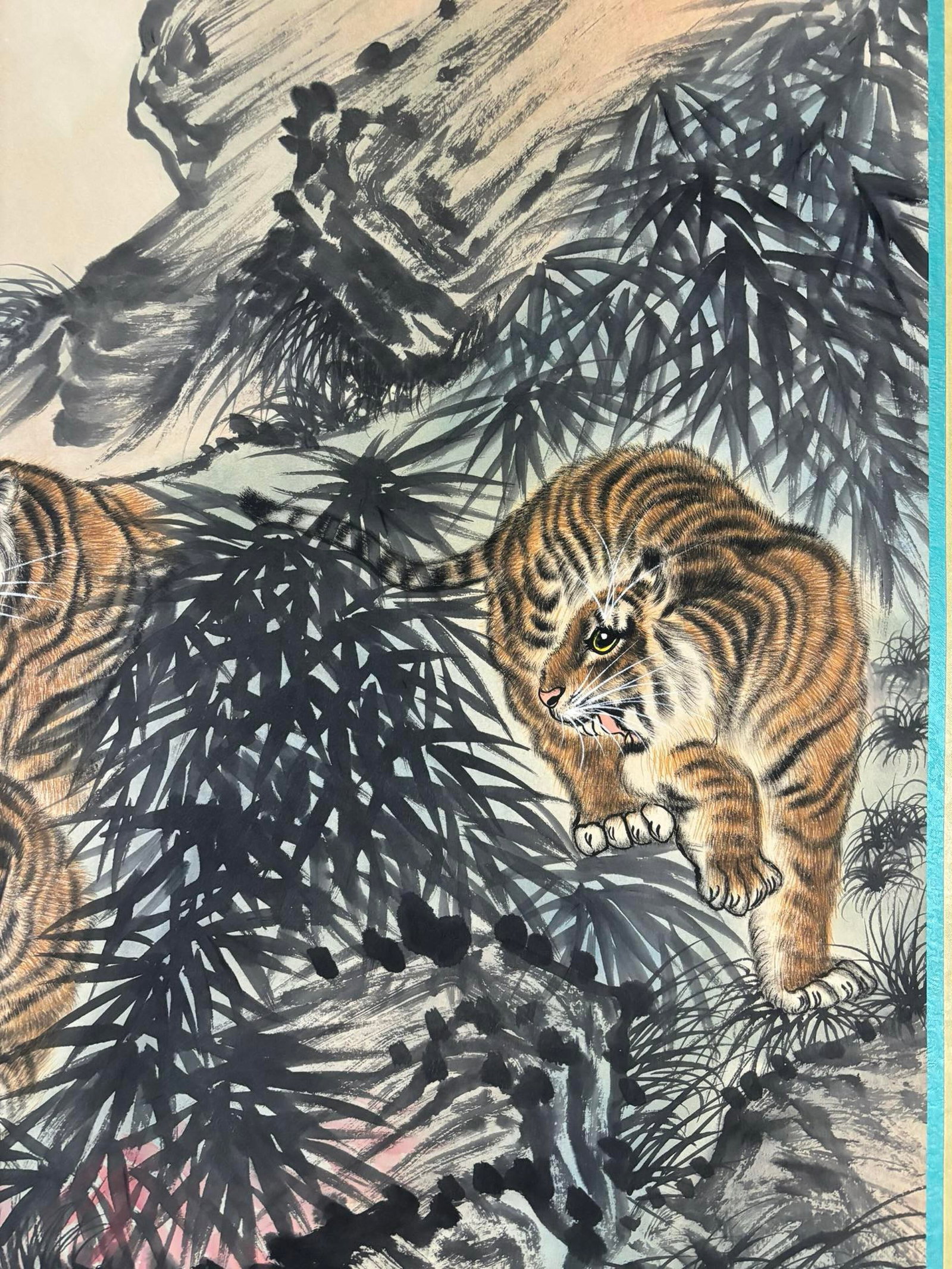 A Chinese Ink Painting of Tiger on Paper,Zhang Shanzi - 9