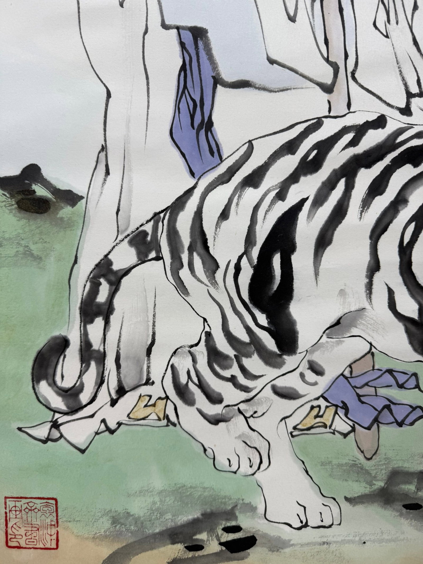 A Chinese Vertical Scroll Ink Painting of Figure and Tiger on Paper,Fan Zeng - 4