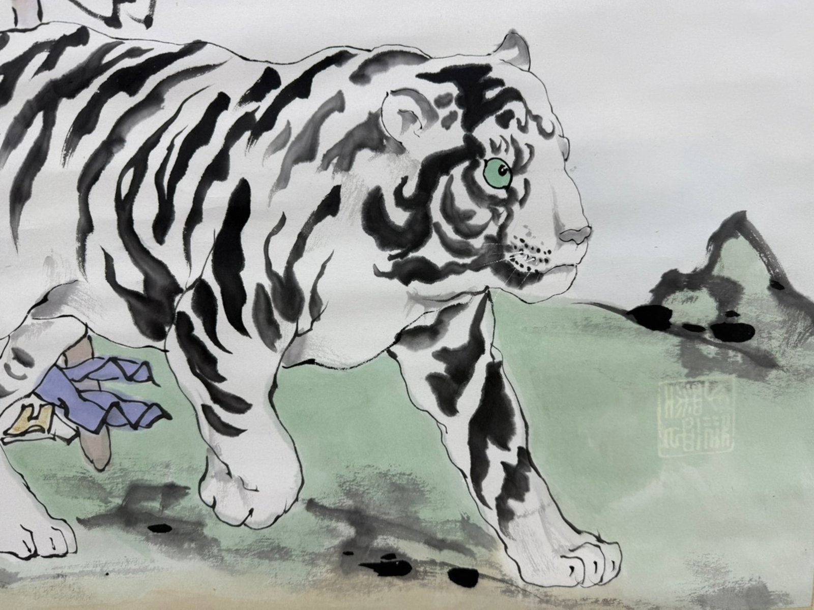 A Chinese Vertical Scroll Ink Painting of Figure and Tiger on Paper,Fan Zeng - 5