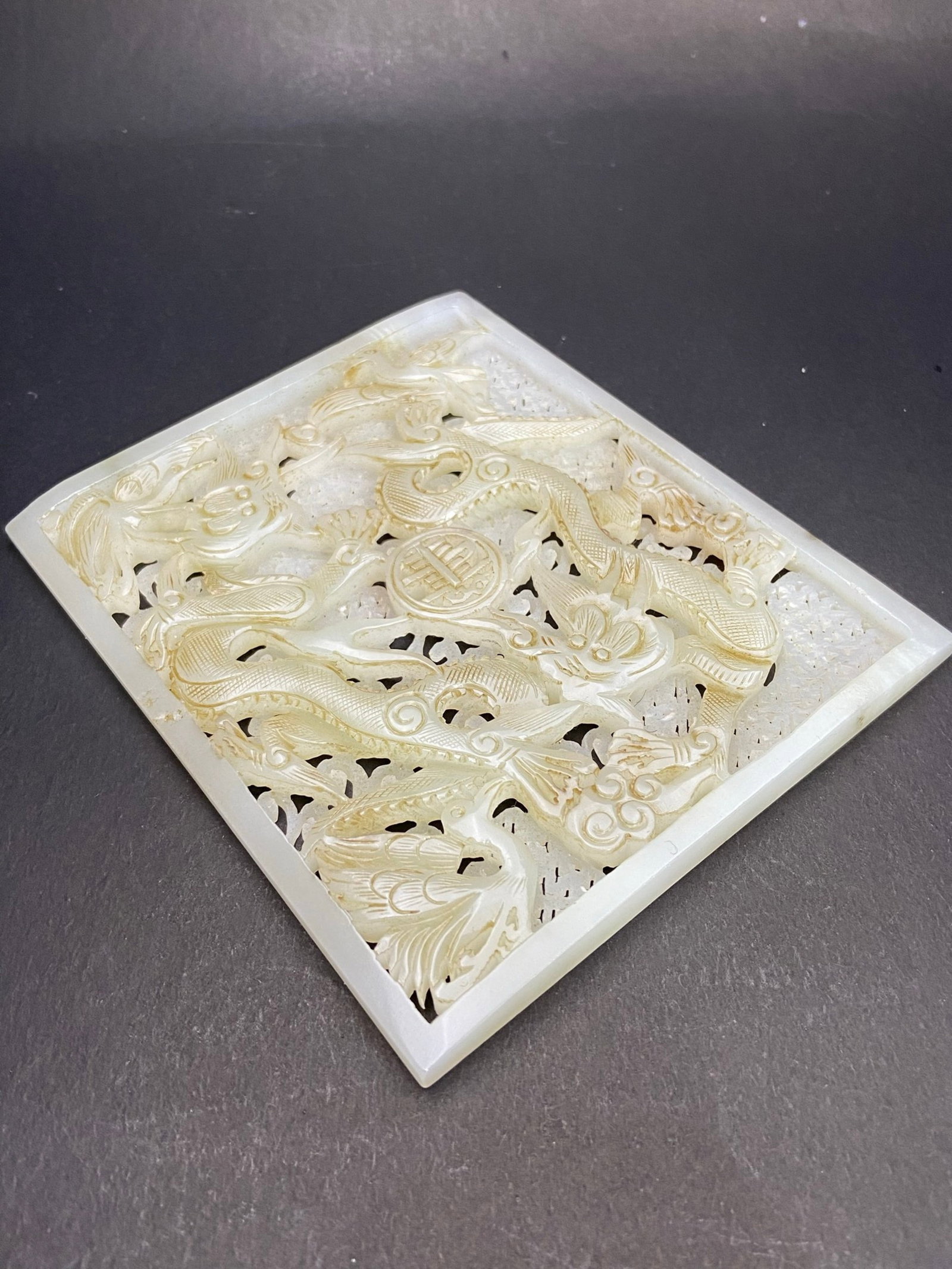 An Exquisite White Jade Crane Dragon Pattern Ornament - 3