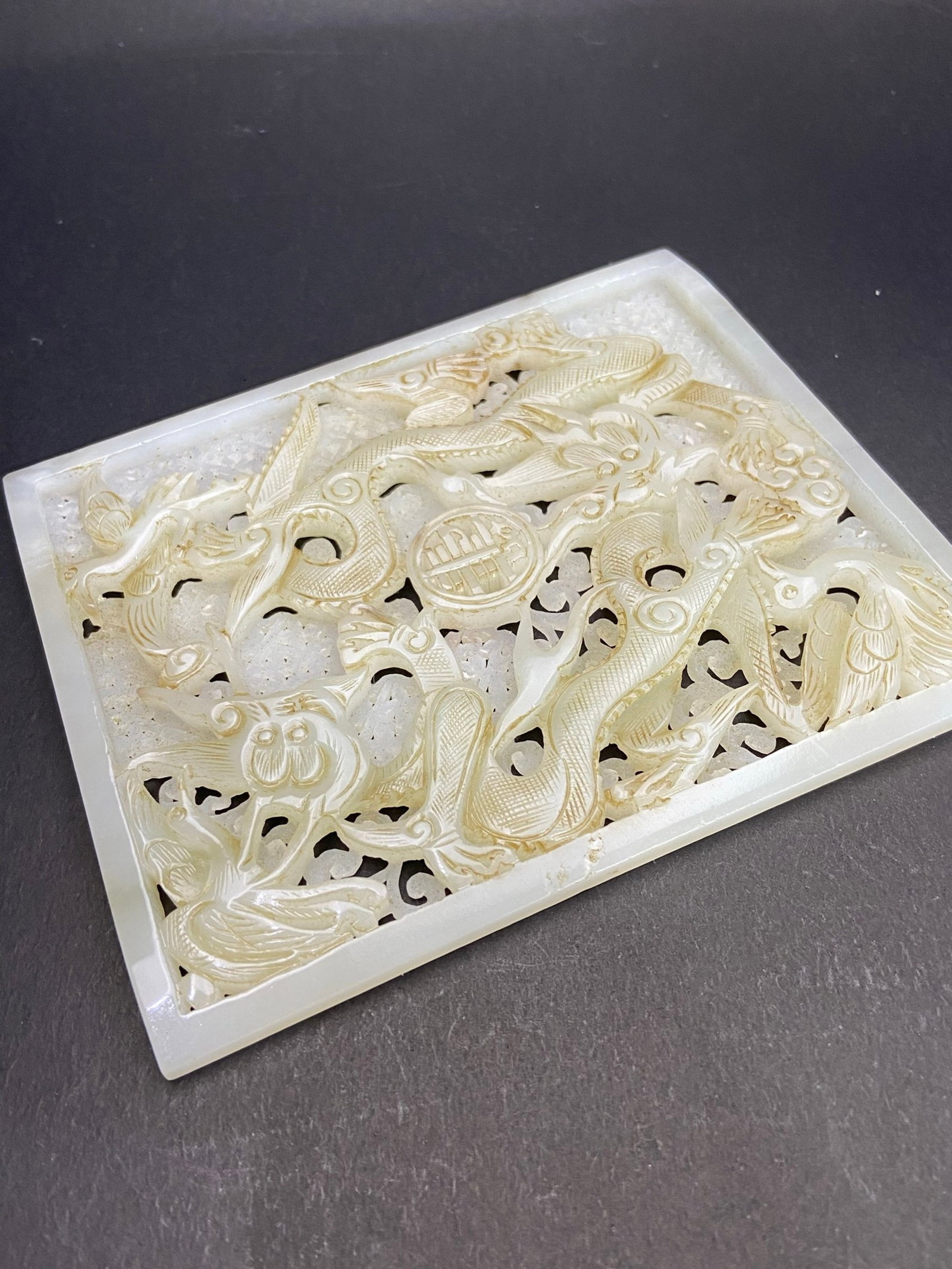 An Exquisite White Jade Crane Dragon Pattern Ornament - 4
