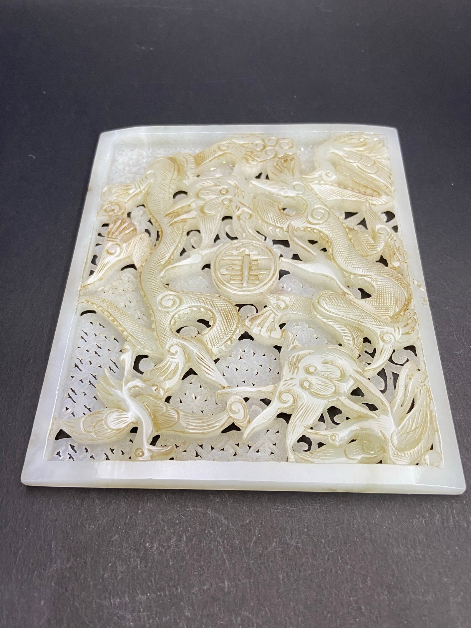 An Exquisite White Jade Crane Dragon Pattern Ornament - 5