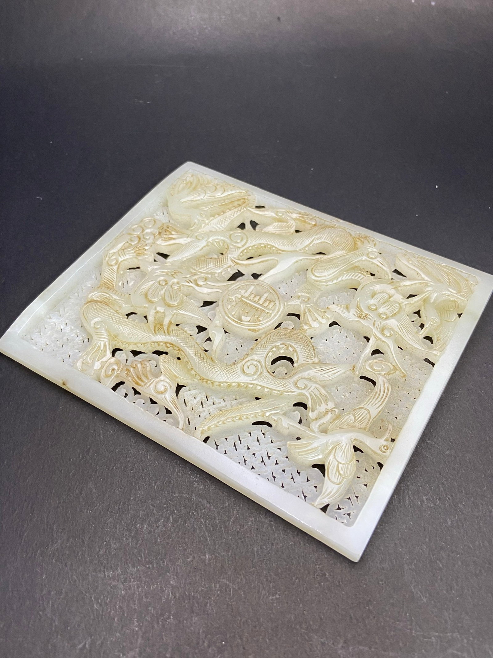 An Exquisite White Jade Crane Dragon Pattern Ornament - 6
