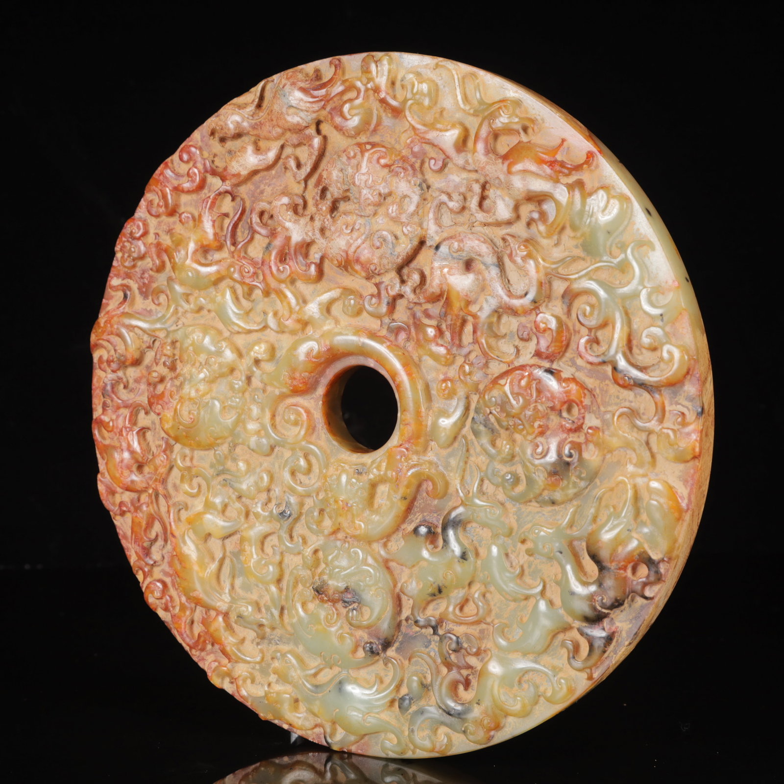 An Exquisite White Jade Dragon and Phoenix Pattern Jade Pendant,with Poem - 6