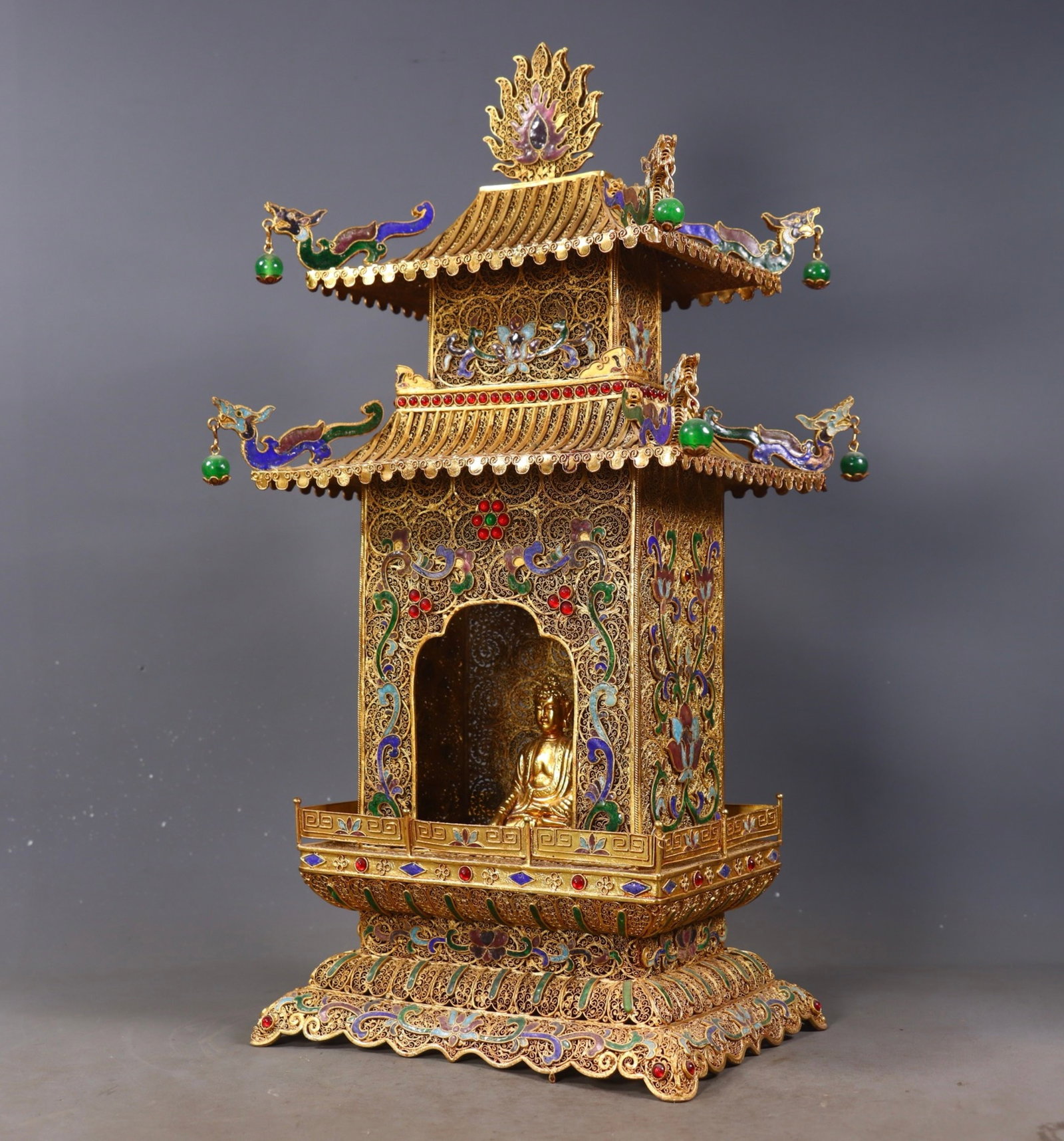 A Huge Filigree and Gilding Niche,Inlaid Gems - 2