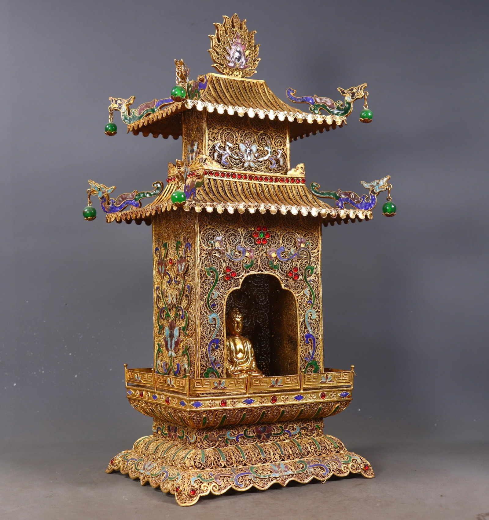 A Huge Filigree and Gilding Niche,Inlaid Gems - 4