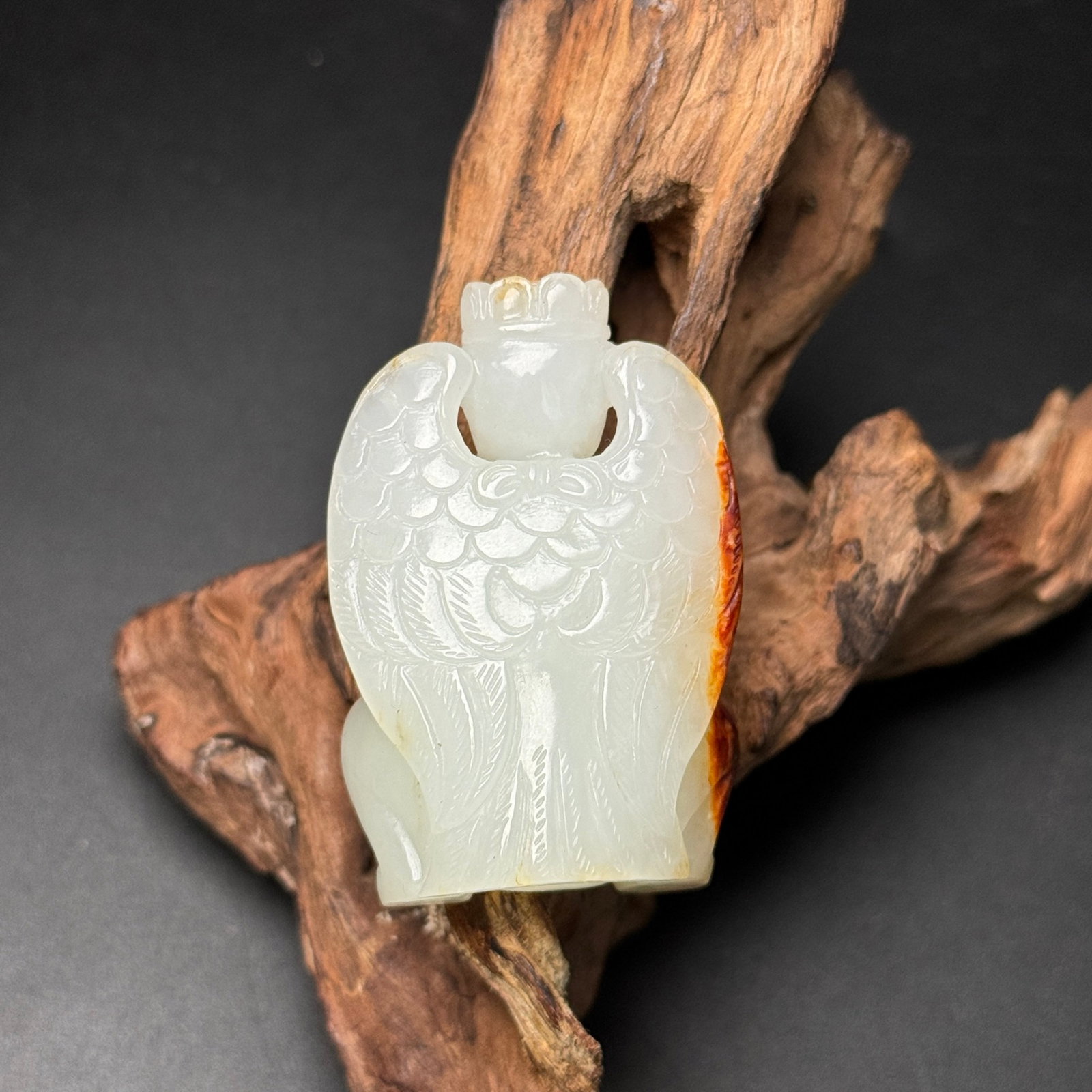 An Exquisite White Jade Statue of Garu?a Pendant - 3