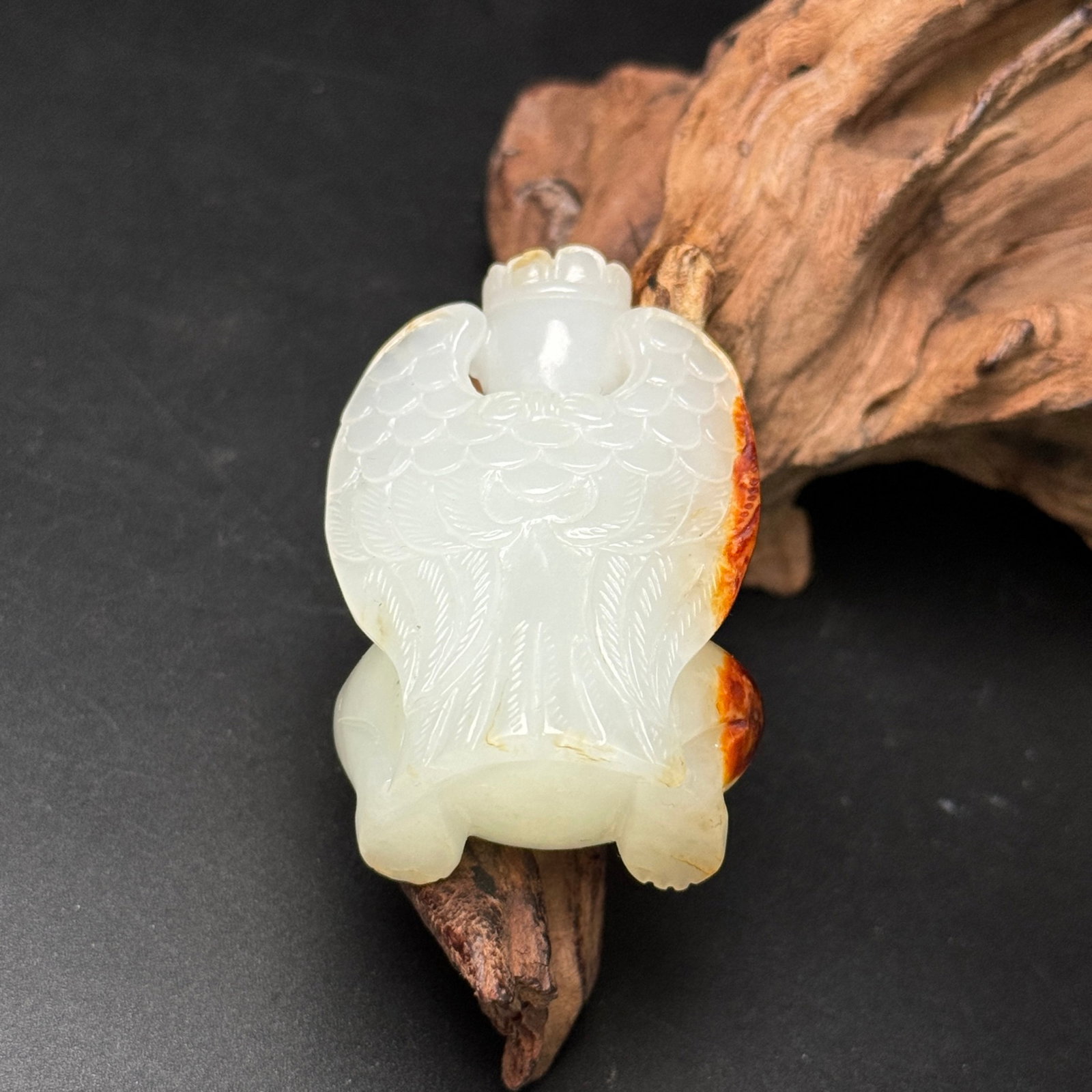 An Exquisite White Jade Statue of Garu?a Pendant - 7