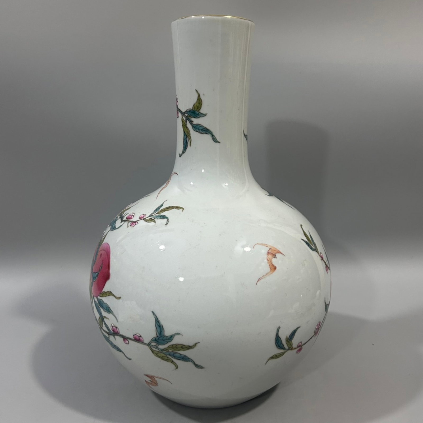 A Rare Famille-Rose Painted Gold Bats and Peach Pattern Vase - 3