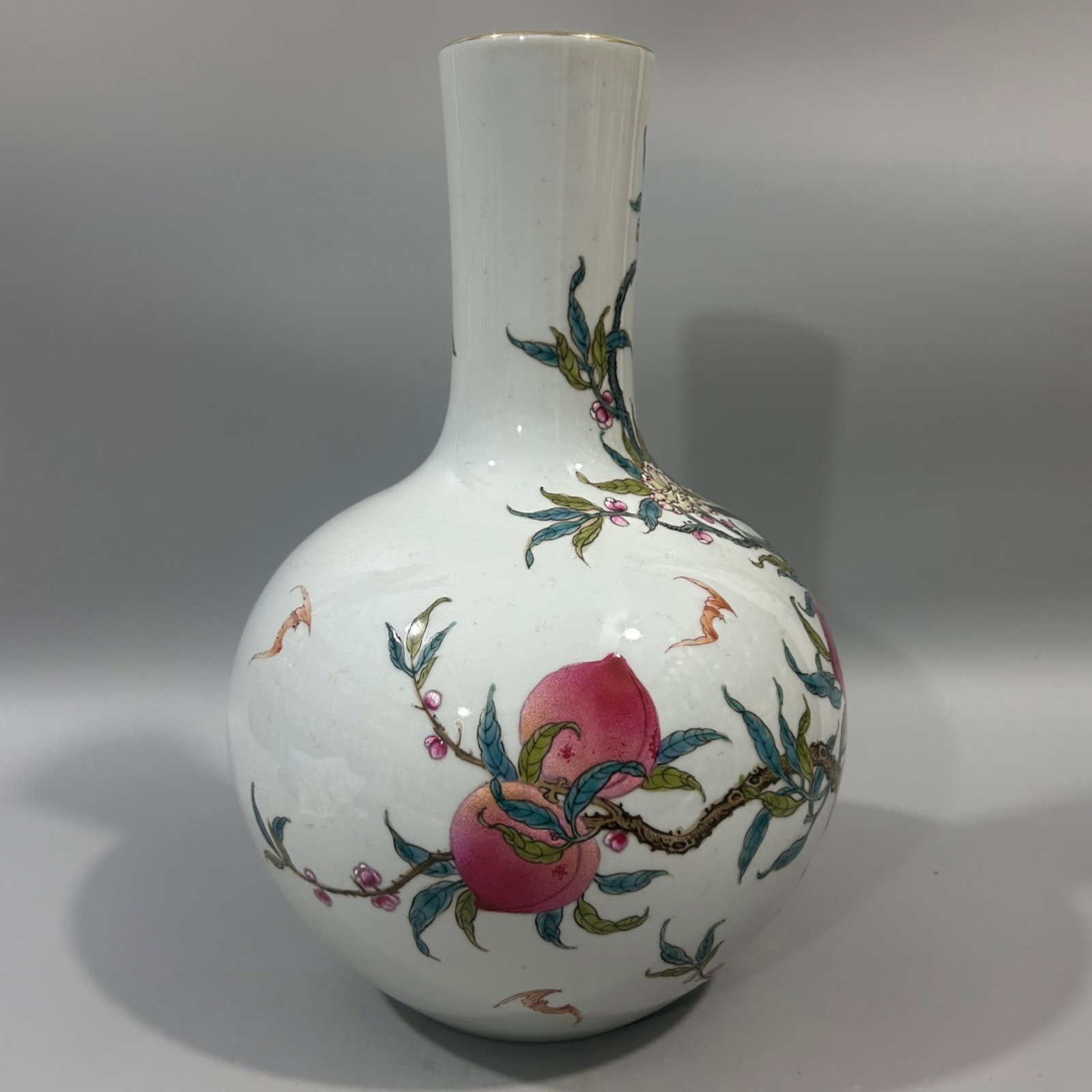 A Rare Famille-Rose Painted Gold Bats and Peach Pattern Vase - 4