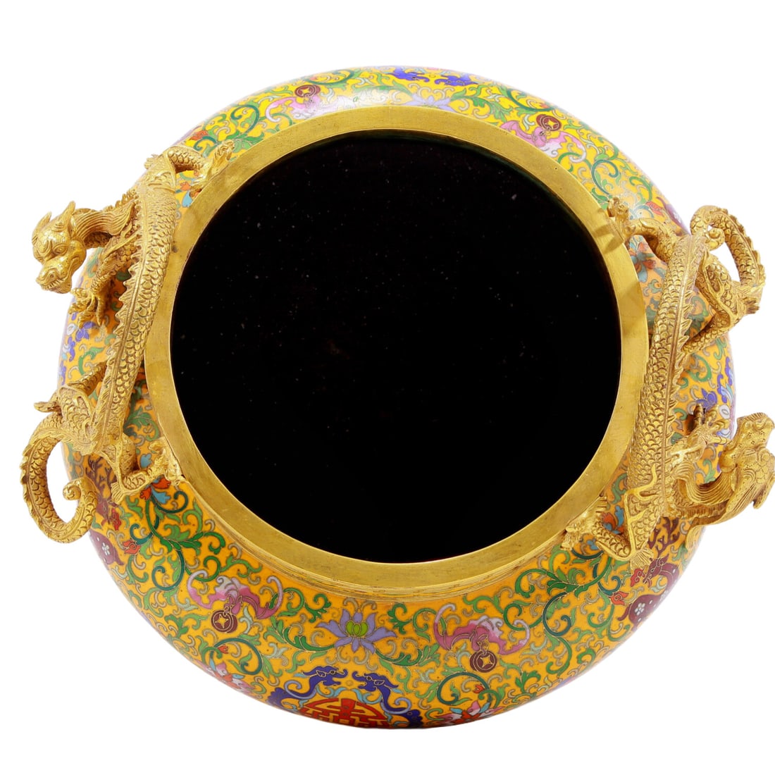 An Exquisite Cloisonne 'Scrolling Lotus& Crane' Dragon-Handled Tripod Censer - 7
