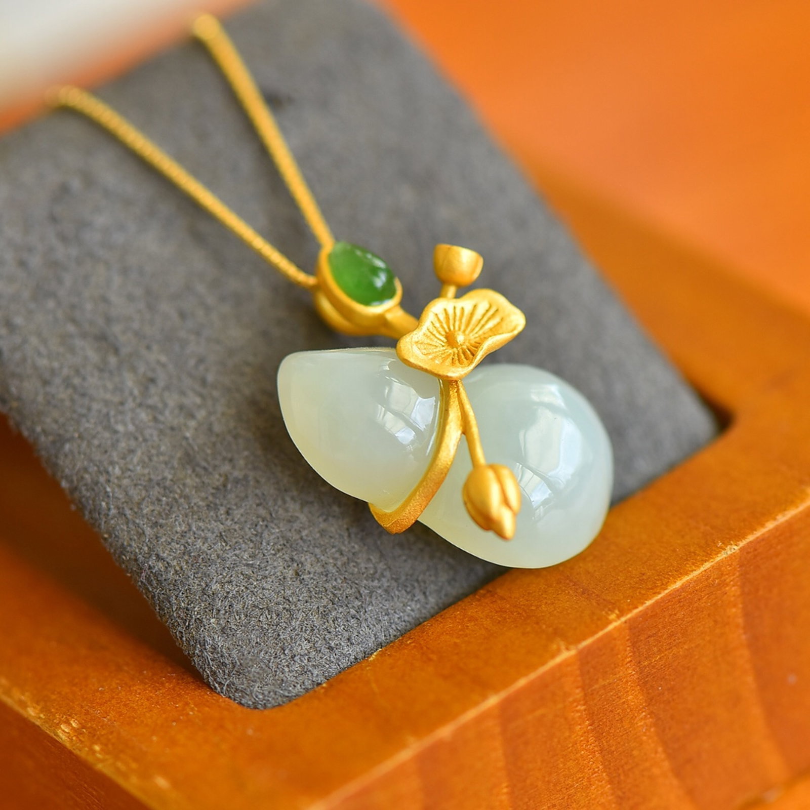 An Exquisite Sterling Silver-Gold Plated Inlaid White Jade Pendant - 4