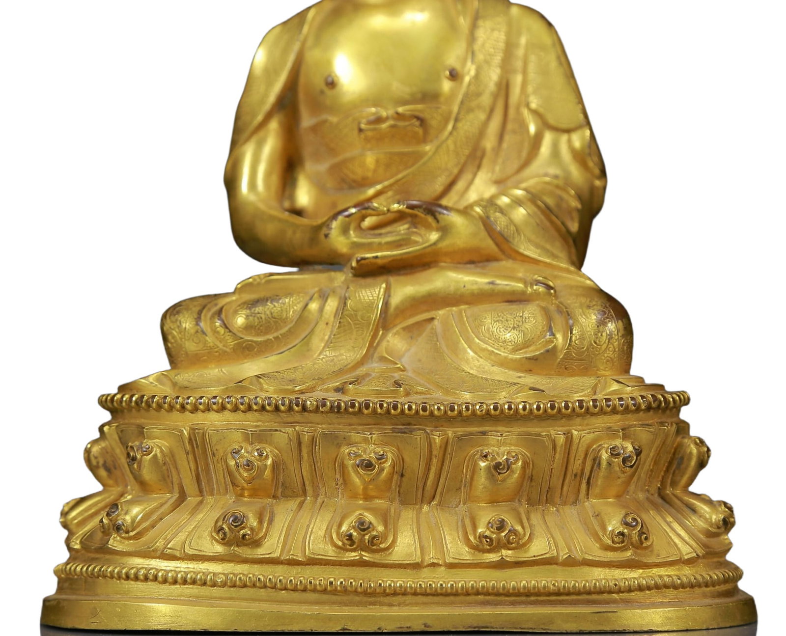 A Solemn Gilt Bronze Statue of Sakyamuni - 3