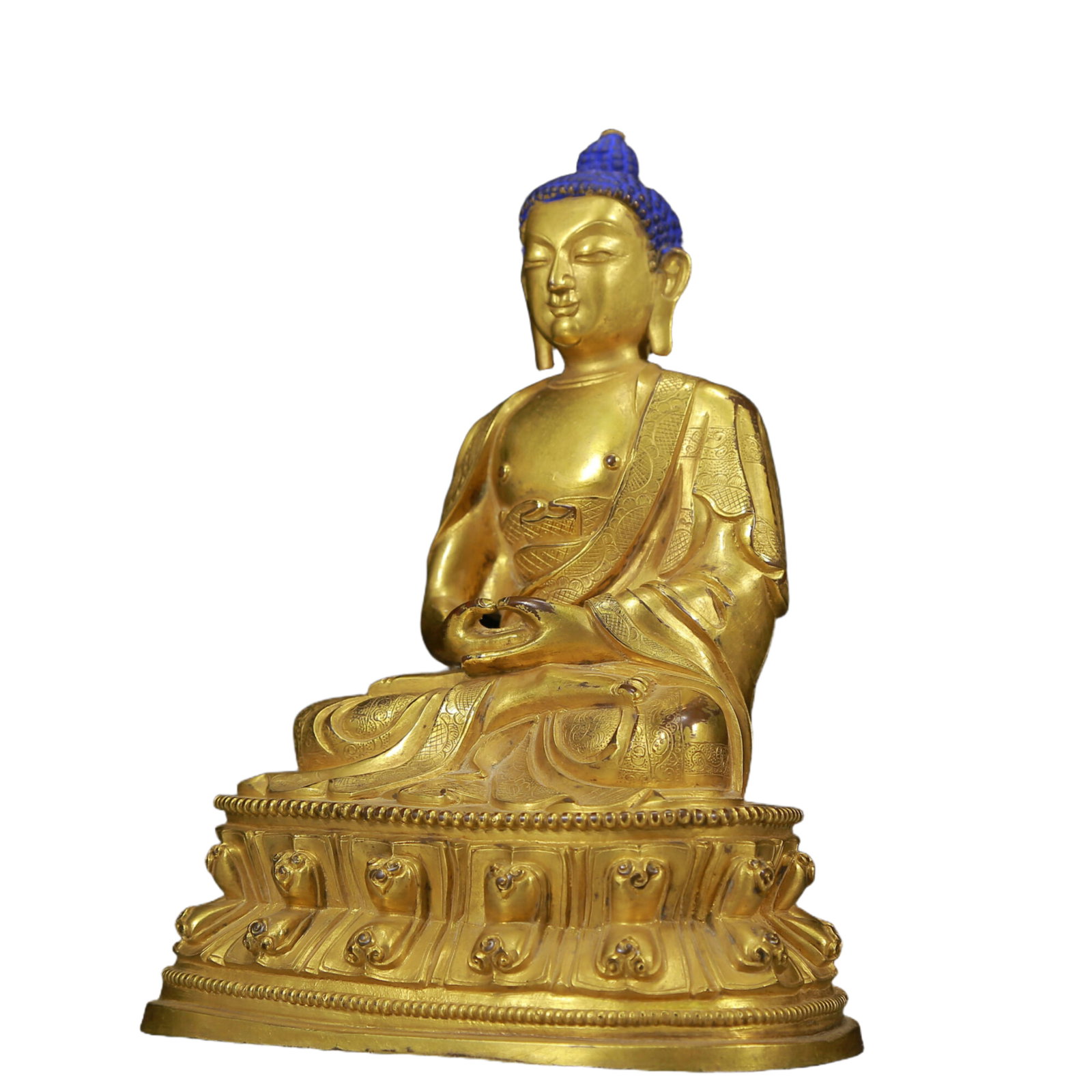 A Solemn Gilt Bronze Statue of Sakyamuni - 4