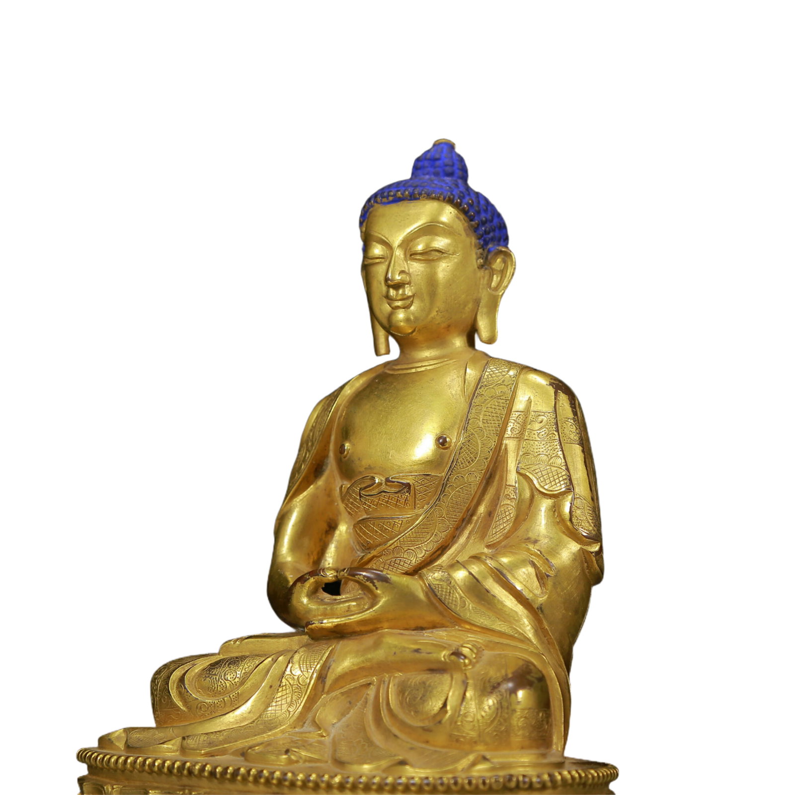 A Solemn Gilt Bronze Statue of Sakyamuni - 5