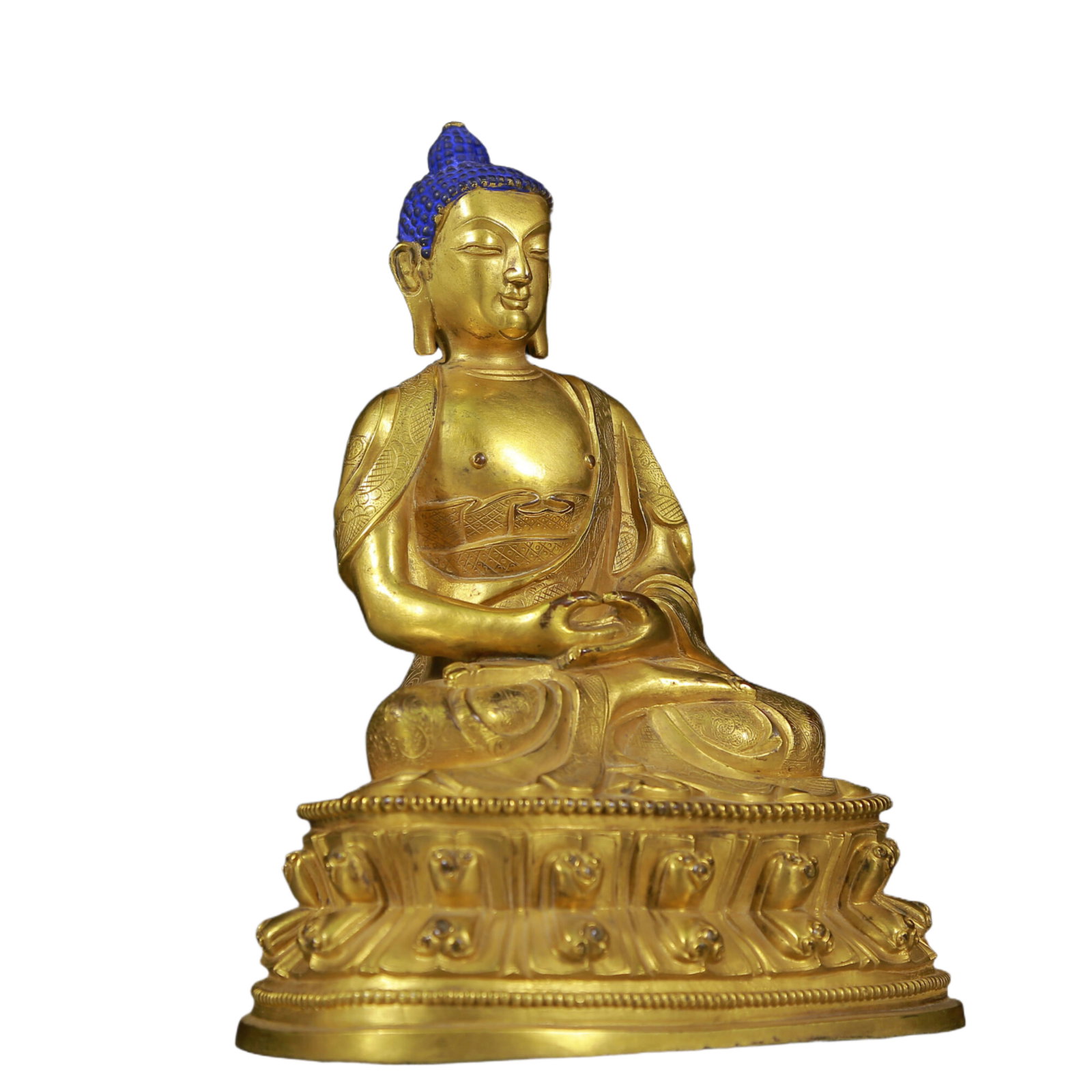 A Solemn Gilt Bronze Statue of Sakyamuni - 6