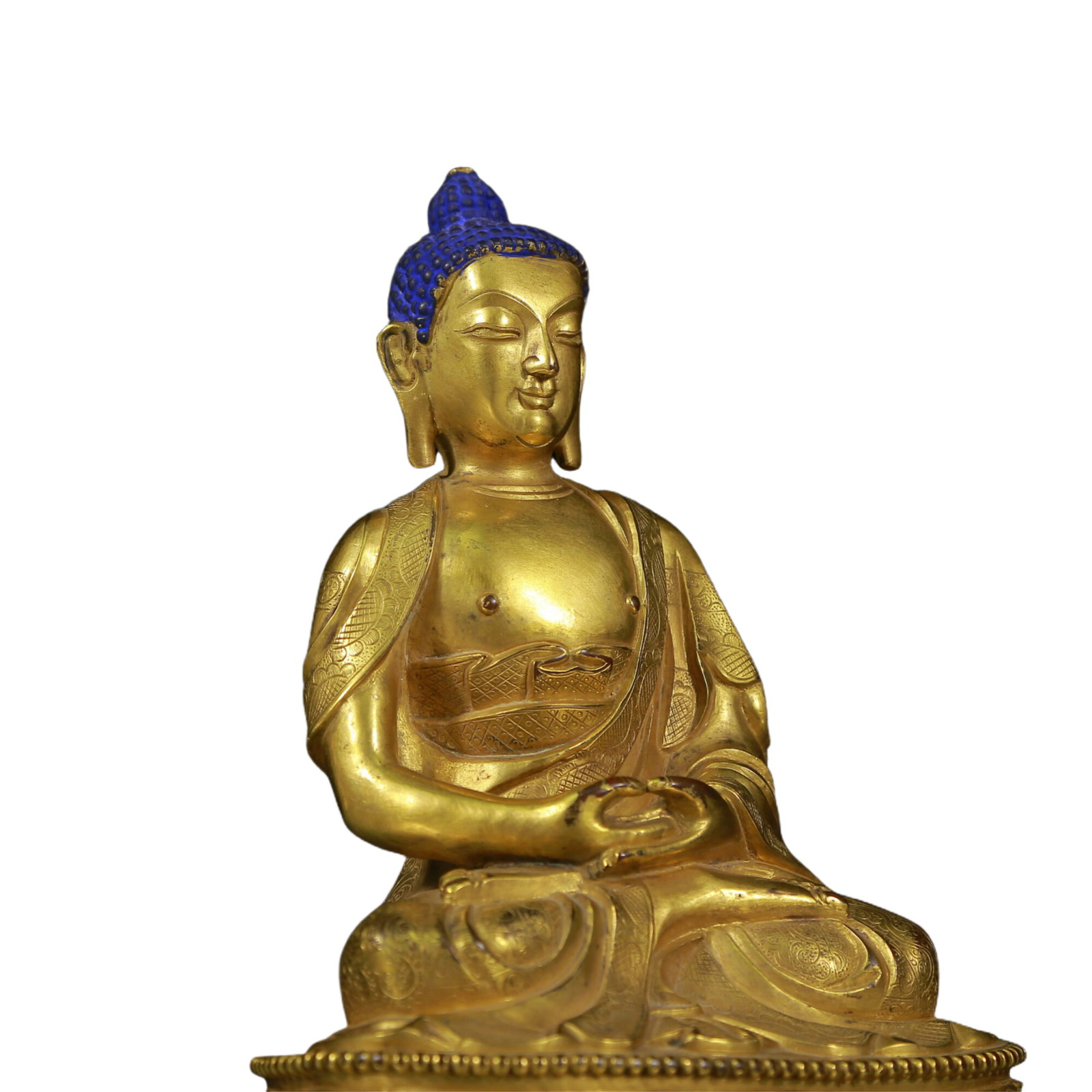 A Solemn Gilt Bronze Statue of Sakyamuni - 7
