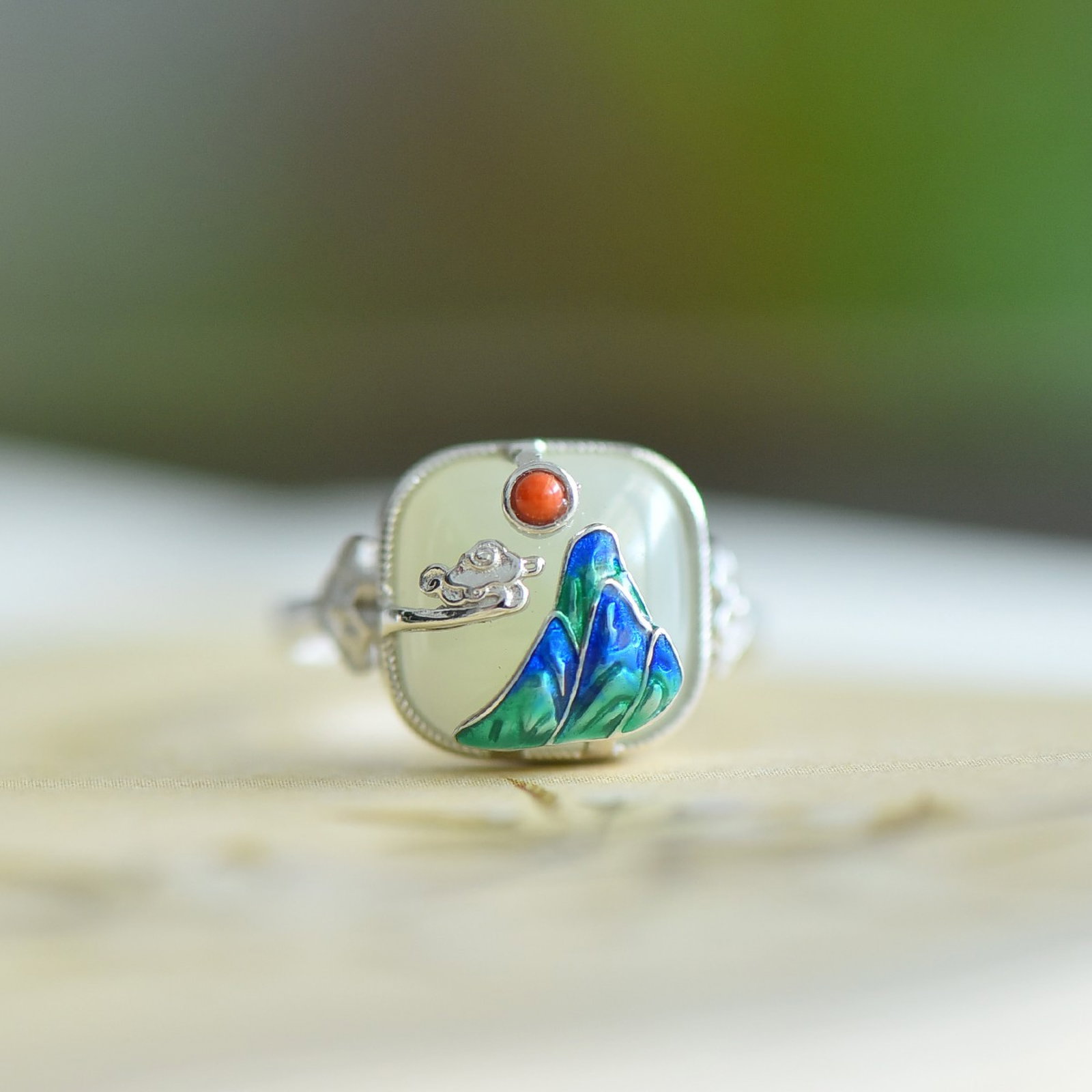 A Set of Fine Sterling Silver Inlaid White Jade Jewelries - 2