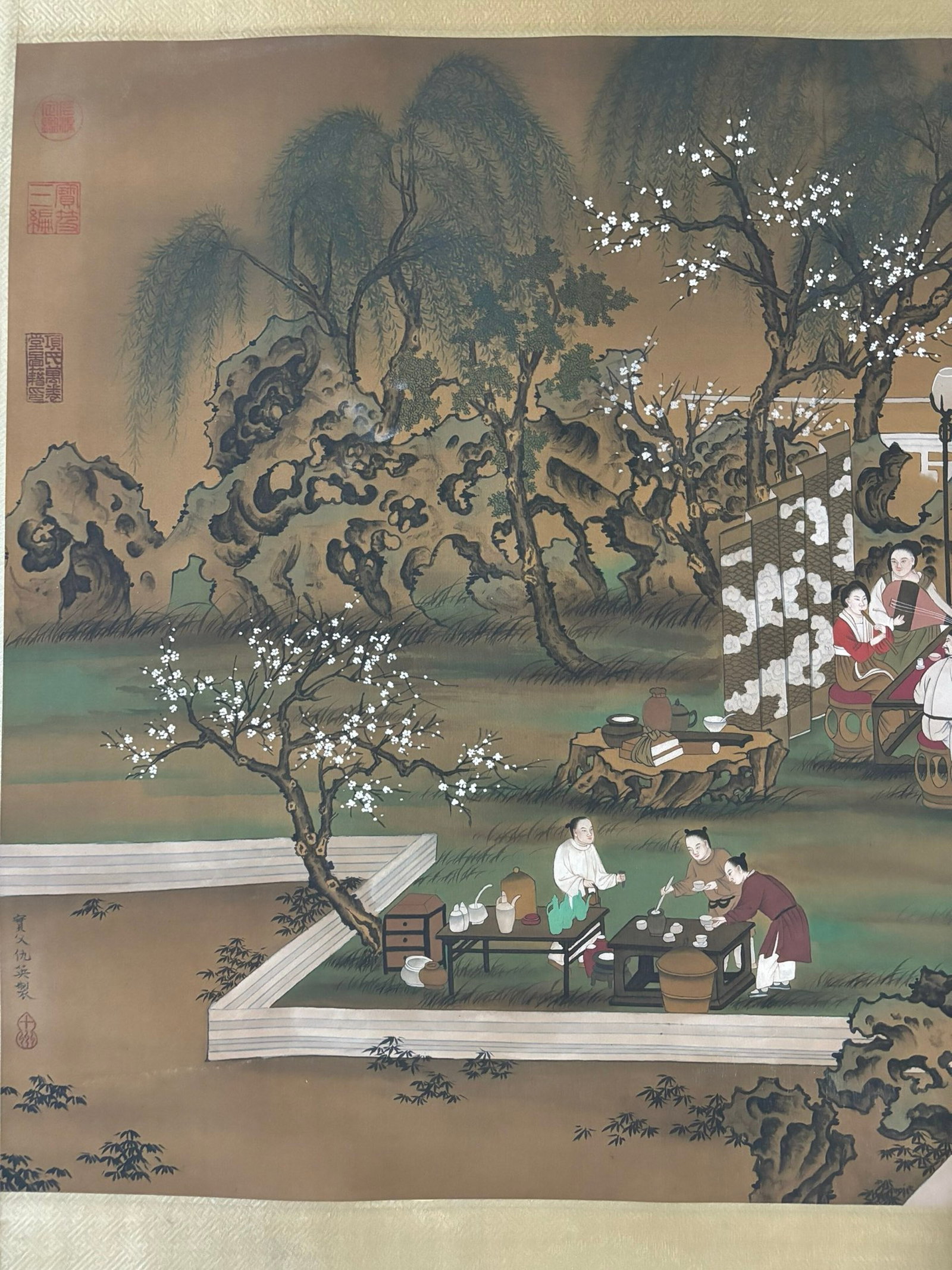 A Chinese Ink Painting of Landscape and Figure on Silk,Chou Ying - 4