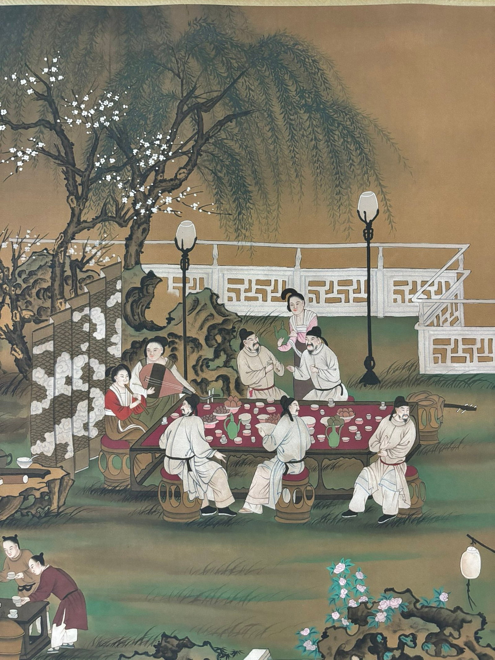 A Chinese Ink Painting of Landscape and Figure on Silk,Chou Ying - 6
