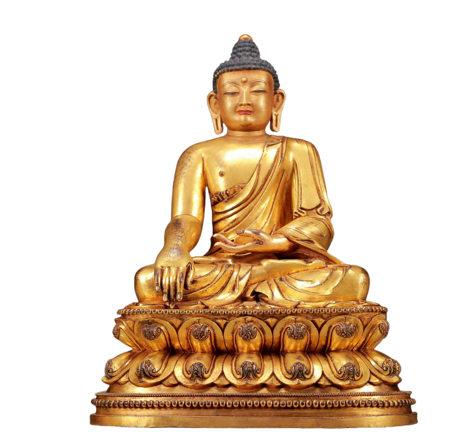 A Solemn Gilt Bronze Statue of Sakyamuni (1 of 8)