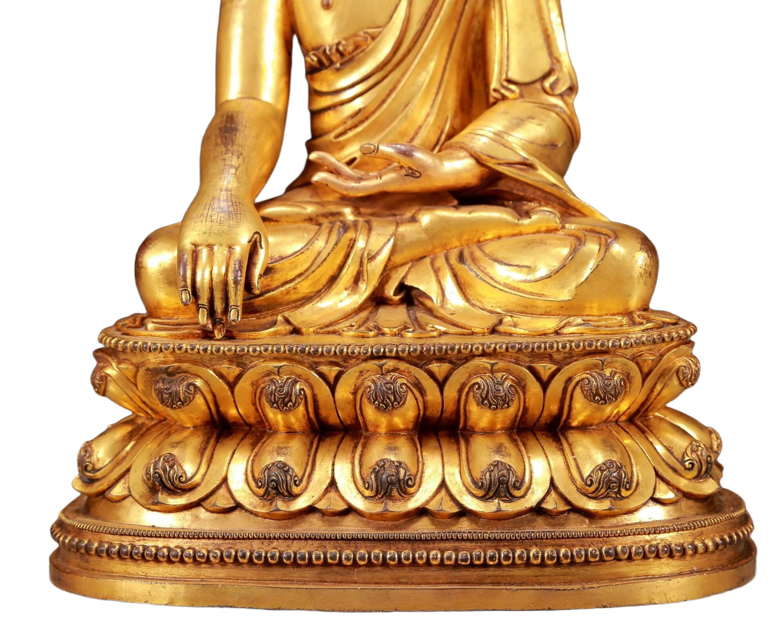 A Solemn Gilt Bronze Statue of Sakyamuni - 3