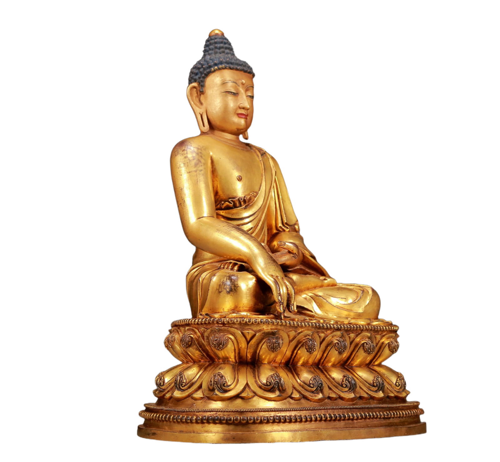 A Solemn Gilt Bronze Statue of Sakyamuni - 4