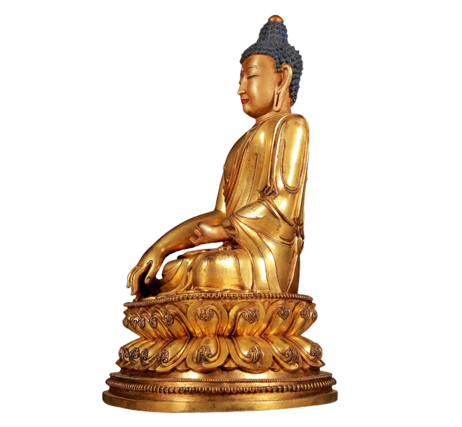 A Solemn Gilt Bronze Statue of Sakyamuni - 6