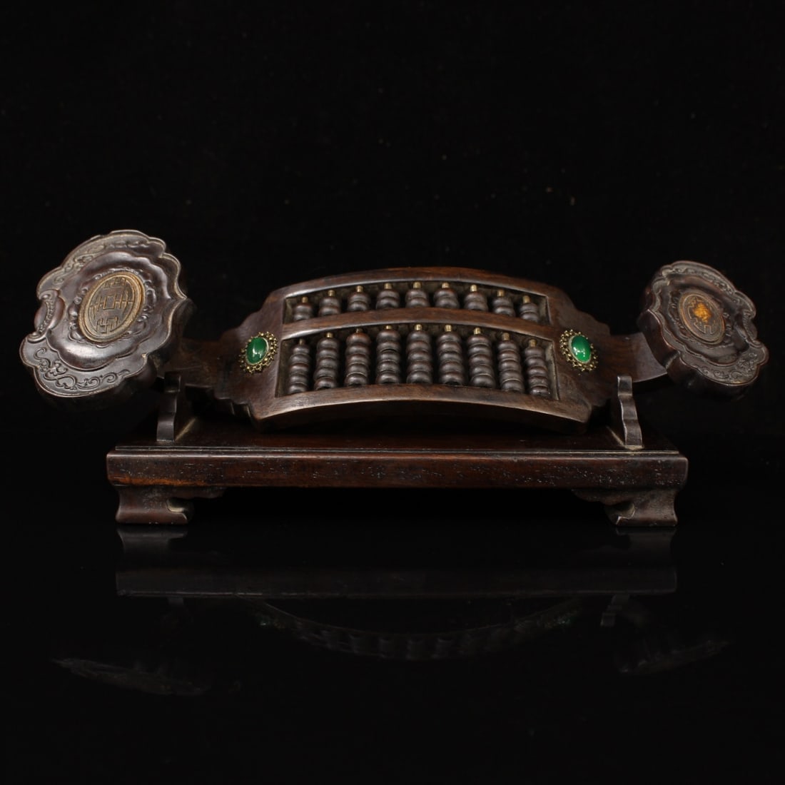 A Exquisite Wooden Carving Inlaid Gems Ruyi Abacus: A Exquisite Wooden Carving Inlaid Gems Ruyi Abacus,Qing Dynasty, China,Size:12.6inx3.9in ,Weight:921g