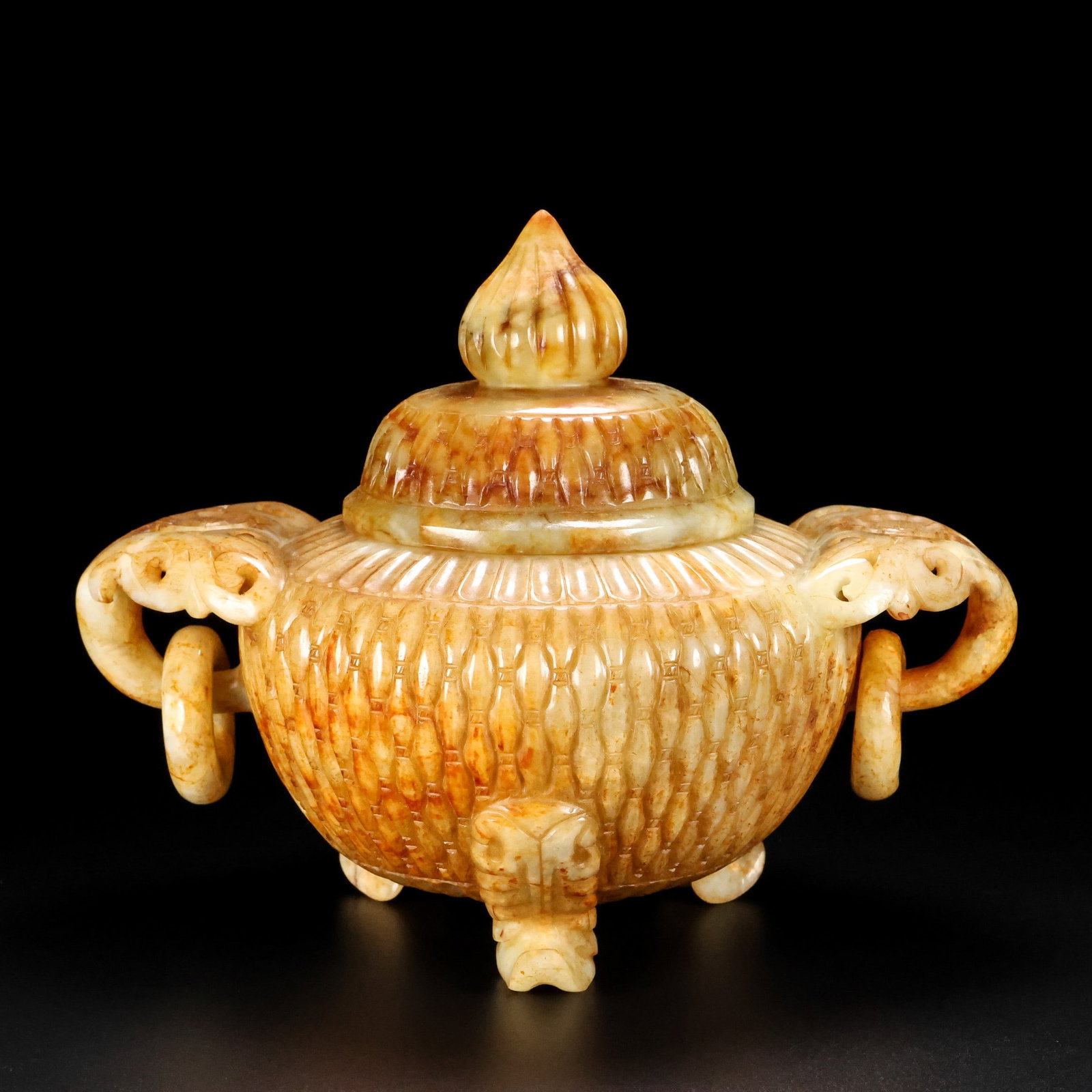 A Exquisite Hotan Jade Tripod Censer: A Exquisite Hotan Jade Tripod Censer,Han Dynasty, China,Size:6.7inx8.3inx5.5in,Weight:985g 和田玉三足炉,中国汉代