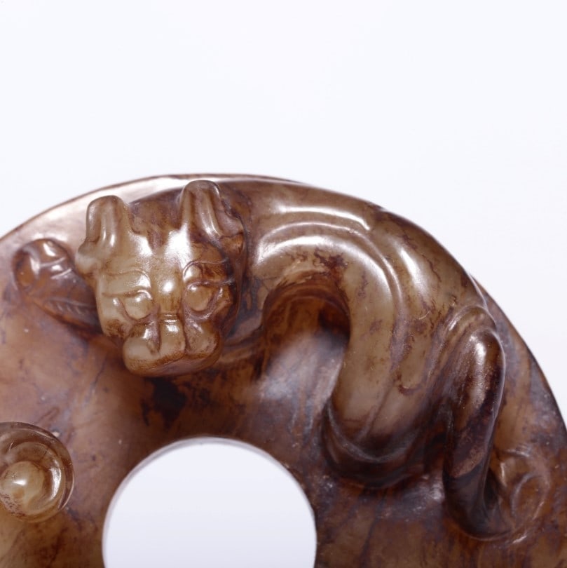 A Exquisite Hotan Jade Dragon Pattern Jade Bi - 2