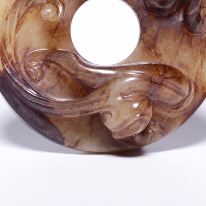 A Exquisite Hotan Jade Dragon Pattern Jade Bi - 3