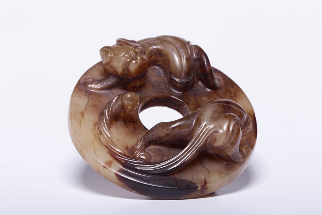 A Exquisite Hotan Jade Dragon Pattern Jade Bi - 4