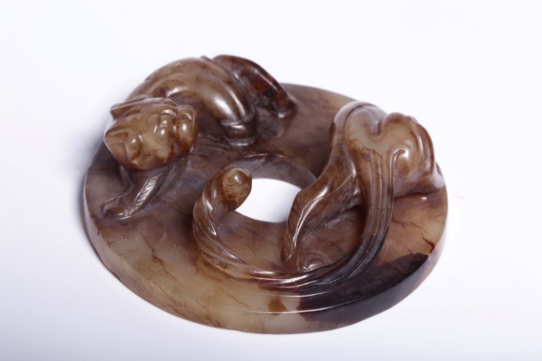 A Exquisite Hotan Jade Dragon Pattern Jade Bi - 5