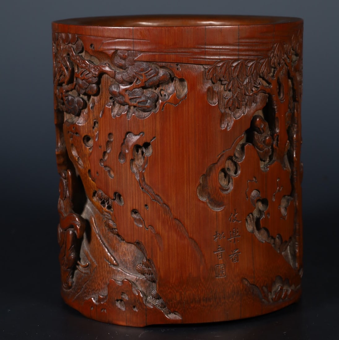 A Exquisite Bamboo Figures Pattern Brush Pot - 3