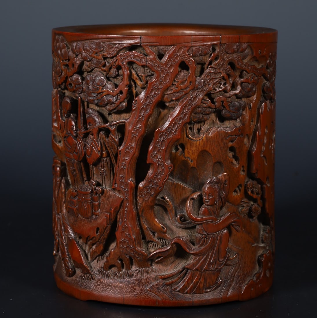 A Exquisite Bamboo Figures Pattern Brush Pot - 4
