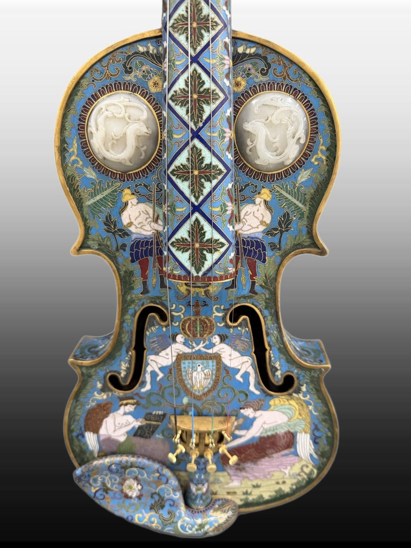 A Exquisite Cloisonne Figures Pattern Violin - 3