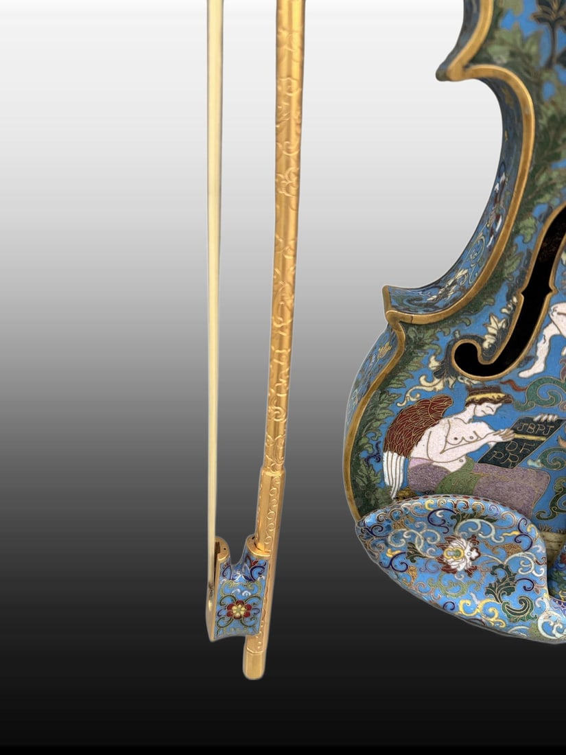 A Exquisite Cloisonne Figures Pattern Violin - 5