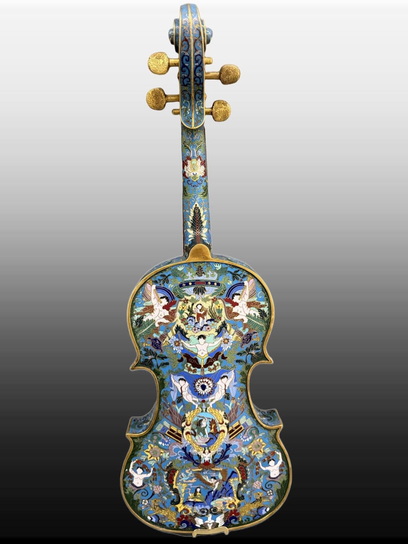 A Exquisite Cloisonne Figures Pattern Violin - 7