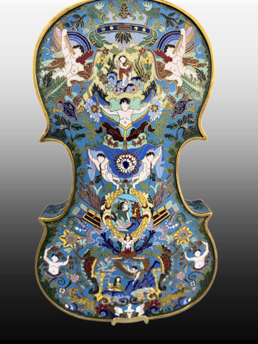 A Exquisite Cloisonne Figures Pattern Violin - 8
