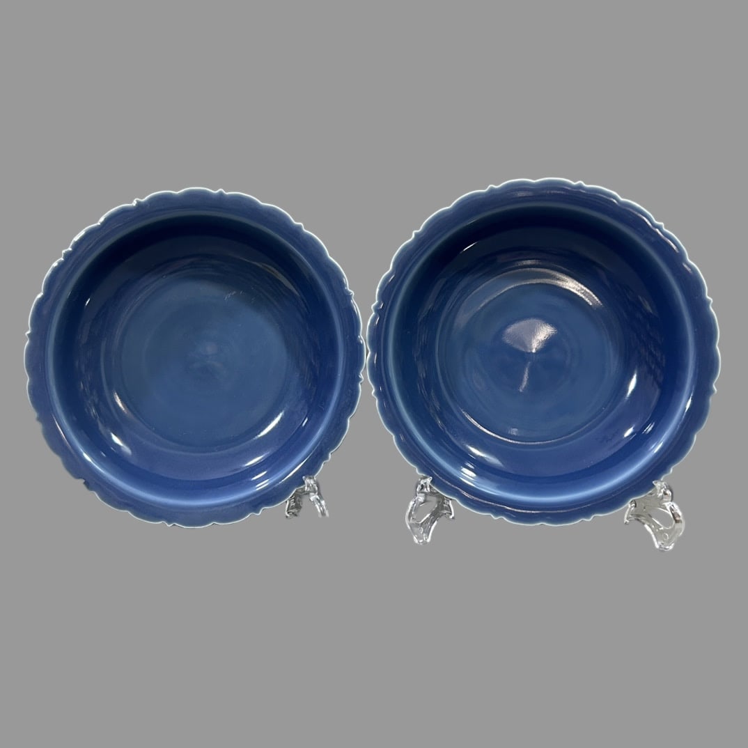 A Set of Exquisite Ji Blue Glazed Plate: A pair of Exquisite Ji Blue Glazed Plate,Qing Dynasty, China,Kangxi Six-character Mark,Size:8.5inx1.8in 一对霁蓝釉盘,中国清代,康ଡ଼