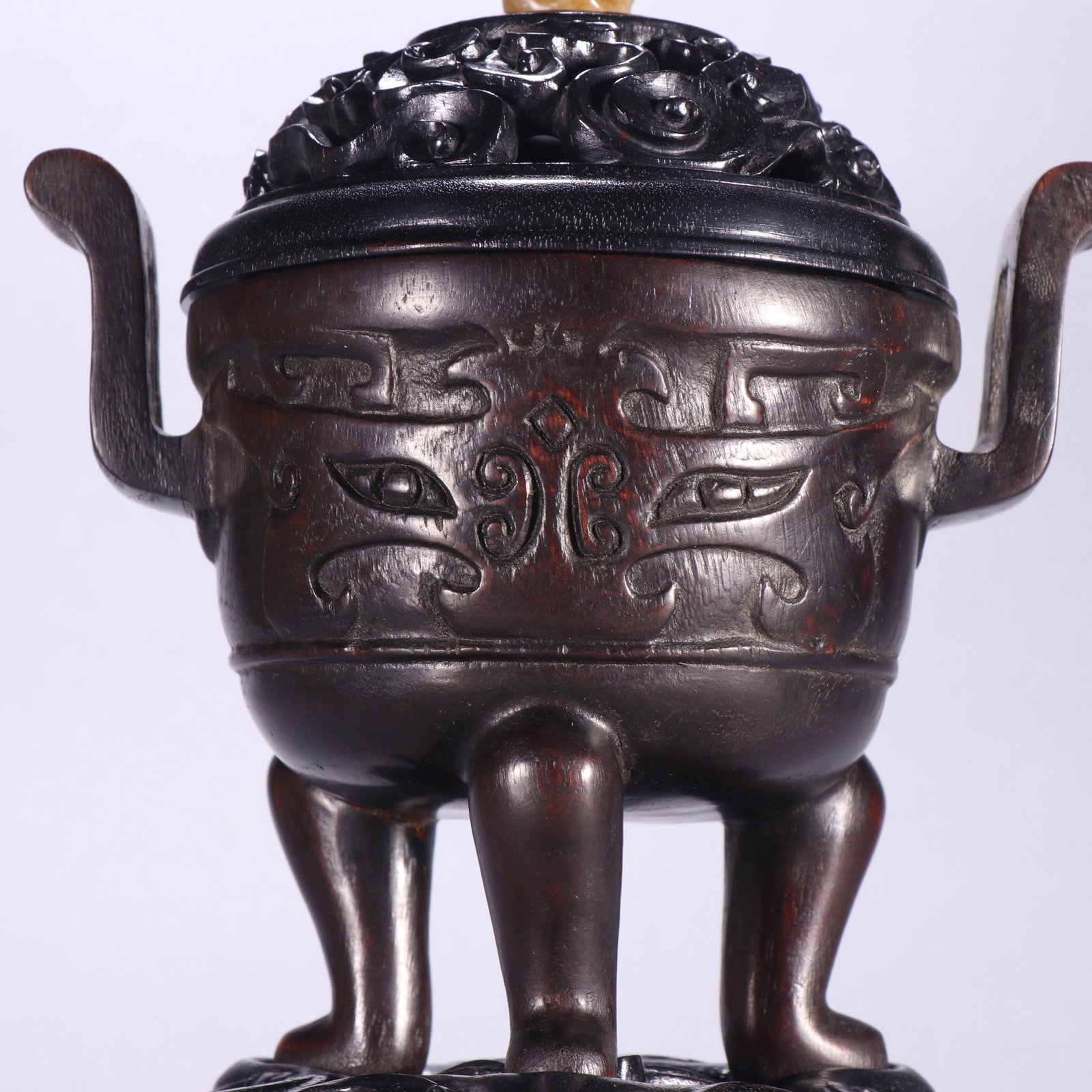 A Exquisite Eaglewood Beast-Face Pattern Censer - 6
