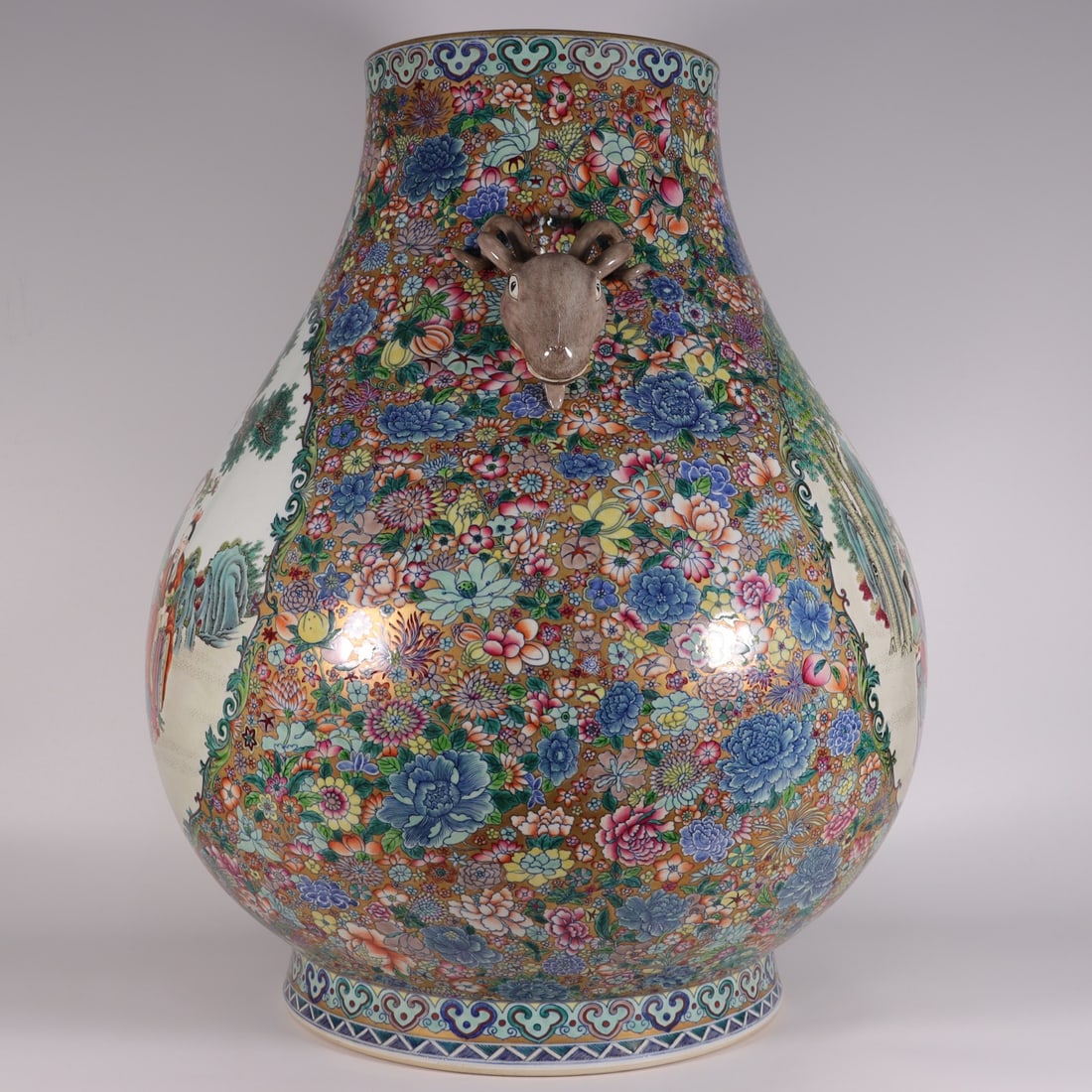A Exquisite Doucai Figures Pattern Sheep Head Vase - 5